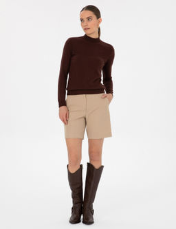 Kahverengi Slim Fit Basic Kazak