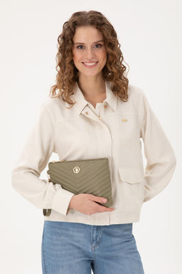 Женская сумочка цвета хаки Неожиданная скидка в корзине