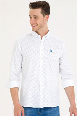 U. S. Polo Assn Мужская белая рубашка с принтом Saks - U.s. polo assn фото 8