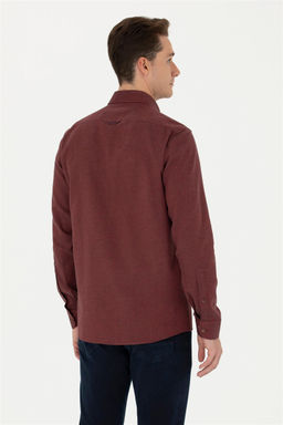 Мужская бордово-красная базовая рубашка с длинным рукавом - U.s. polo assn фото 5