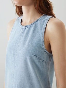 Halter Yaka A Kesim Mini Jean Elbise