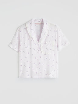 Dantelli G?mlek Yaka Kad?n Pijama Tak?m