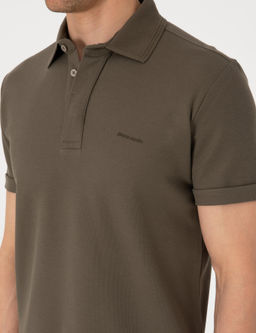 Haki Slim Fit %100 Pamuk K_vr_lmaz Amerikan Pike Polo Yaka Basic Ti__rt - Pierre cardin фото 7