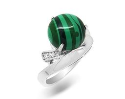 Кольцо из серебра малахит прес., МЦВ360