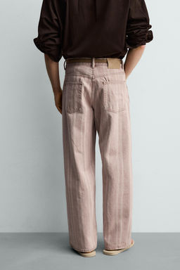 JEANS RELAXED FIT ESTAMPADO RAYAS / Rosa - Zara фото 3