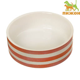 Миска керамическая Полоски 200 мл - 10.510.54 см, белая/оранжевая - Пижон фото 2
