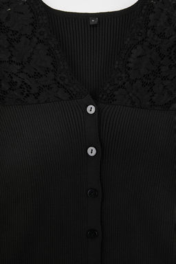 Siyah Dantel Detayl? Fitilli Triko Bluz TWOSS26BZ00124 - Trendyolmilla фото 6