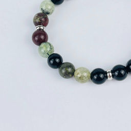 Браслет из Обсидиана, Яшмы и Пренита 20 см