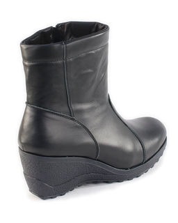 Полусапожки женские на платформе черные, кожа, молния