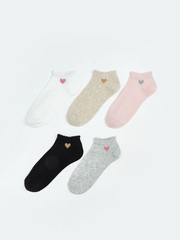 Kalp Desenli K?z ?ocuk Patik ?orap 5li