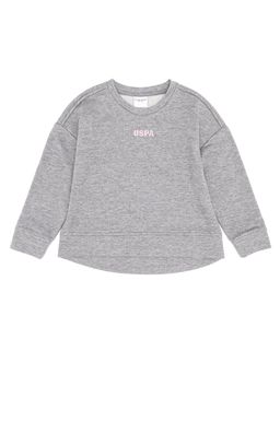 U. S. Polo Assn Детский серый меланжевый базовый свитшот с круглым вырезом