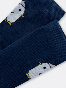 Цена за 5 пар! Носки детские синие с плюшевым следом и рисунком в виде пингвинчика - Mark formelle фото 2