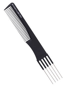 Kristaller Профессиональный гребень для волос с металлической вилкой 06969, карбон, черный, 19,5 см