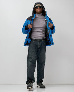 Горнолыжная куртка мужская зимняя голубого цвета 7611Gl