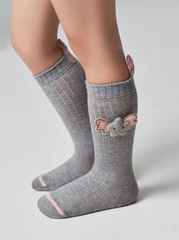 Цена за 2 пары CONTE-KIDS Удлиненные носки TIP-TOP из хлопка с декоративной игрушкой серый
