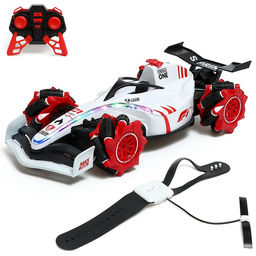 Машинка на пульте управления Формула, радиоуправление, работает от аккумулятора, эффект дыма, свет, цвет белый