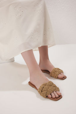 Trendyol Shoes Taba Orgu Kad?n Has?r Terlik TAKSS25TE00030 - Trendyolmilla фото 9