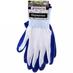 Цена за 12 шт. Перчатки нейлоновые с резиновым покрытием полуоблитые 8 размер синие ДоброСад