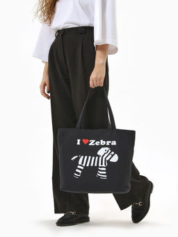 Сумка - шоппер «Зебра», на молнии, с принтом, 42×9×32 см, чёрная