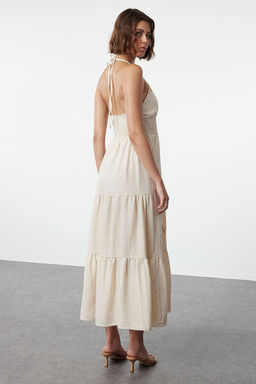 Tas Belden Ac?lan Cicek Nak?sl? Gipeli Midi Dokuma Elbise TWOSS24EL01116 - Trendyolmilla фото 5