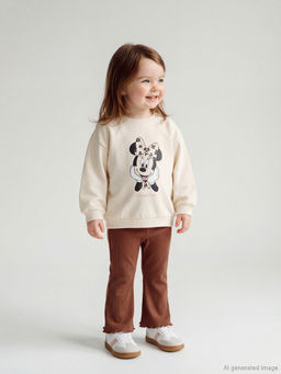 Minnie Mouse Bask?l? K?z Bebek Sweatshirt ve Tayt