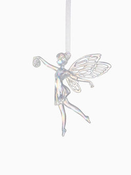 Цена за 2 шт. Ёлочная игрушка Зимнее волшебство. Фея с шариком, 1211.5 см, белый перелив  фото 7