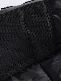 Куртка парка зимняя подростковая для мальчика с капюшоном и мехом черного цвета 9447Ch