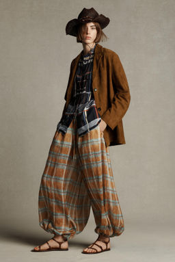 ZW COLLECTION RAMIE CHECK BALLOON TROUSERS - Zara фото 10