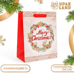 Пакет подарочный ламинированный новогодний Merry Christmas,18×23×10 см - Simaland фото 2