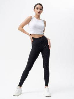 леггинсы из хлопка с добавлением лайкры,графитовые - Binita фото 4