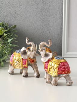 Набор фигурок полистоун «Два императорских слона в красно-золотой попоне», 2 шт., 5×11.5×13 см