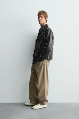 LEATHER BIKER JACKET - Zara фото 4