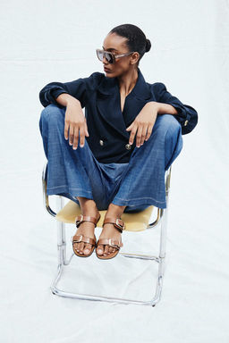 DOUBLE-STRAP BUCKLE FLAT SANDALS