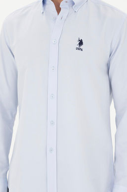 Мужская голубая базовая рубашка с длинным рукавом - U.s. polo assn фото 6