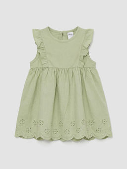 Bisiklet Yaka F?rf?rl? Brode ??lemeli K?z Bebek Elbise