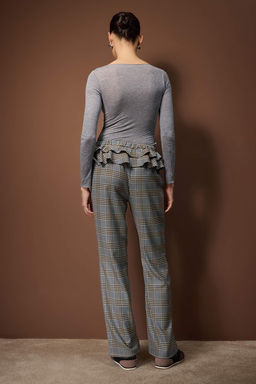 Cok Renkli F?r f?r Detayl? Ekoseli Wide Leg/Genis Paca Pantolon TWOAW26PL00153 - Trendyolmilla фото 5