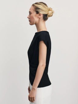 Футболка из хлопка с запахом / Zarina  фото 4