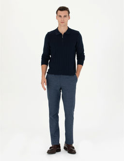 Lacivert Ekstra Slim Fit Kuma_ Pantolon