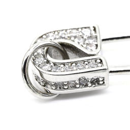 Подвеска Булавка 23*7мм с фианитами, серебристая
