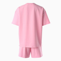 Костюм женский (футболка, шорты) MINAKU: SPORTY & STYLISH, светло-розовый, размер 46