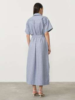 Платье льняное 90704 синее