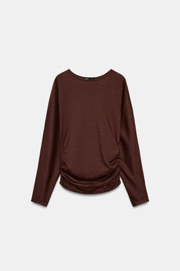 CAMISETA DRAPEADO LATERAL / Chocolate - Zara фото 5