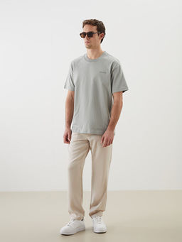 Bisiklet Yaka Bask?l? Penye Erkek Ti??rt