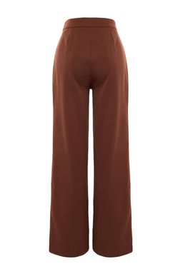 Kahverengi Wide Leg/Genis Paca Dokuma Kumas Pantolon TWOAW22PL0139