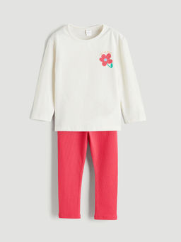 ?i?ek Bask?l? K?z ?ocuk Ti??rt ve Tayt