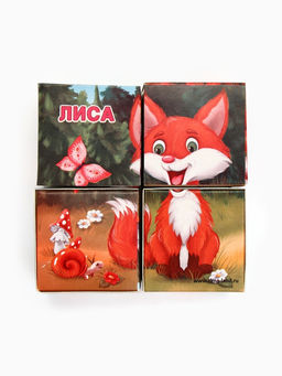 Цена за 2 шт. Кубики «Лесные животные», по методике Монтессори, 4 шт., 3+