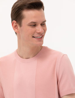 Pembe Slim Fit Bisiklet Yaka Triko Ti__rt