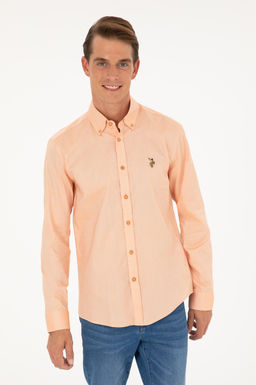 U. S. Polo Assn / Мужская оранжевая базовая рубашка с длинным рукавом