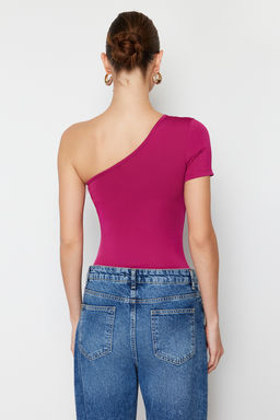 Fusya Fitted/Vucuda Oturan Asimetrik Yaka Tek Kol C?tc?tl? Esnek Orme Body TWOSS24BD00028 - Trendyolmilla фото 5