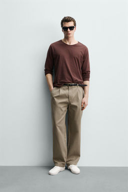 PANTAL?N CHINO RELAXED FIT PLIEGUES / Beige